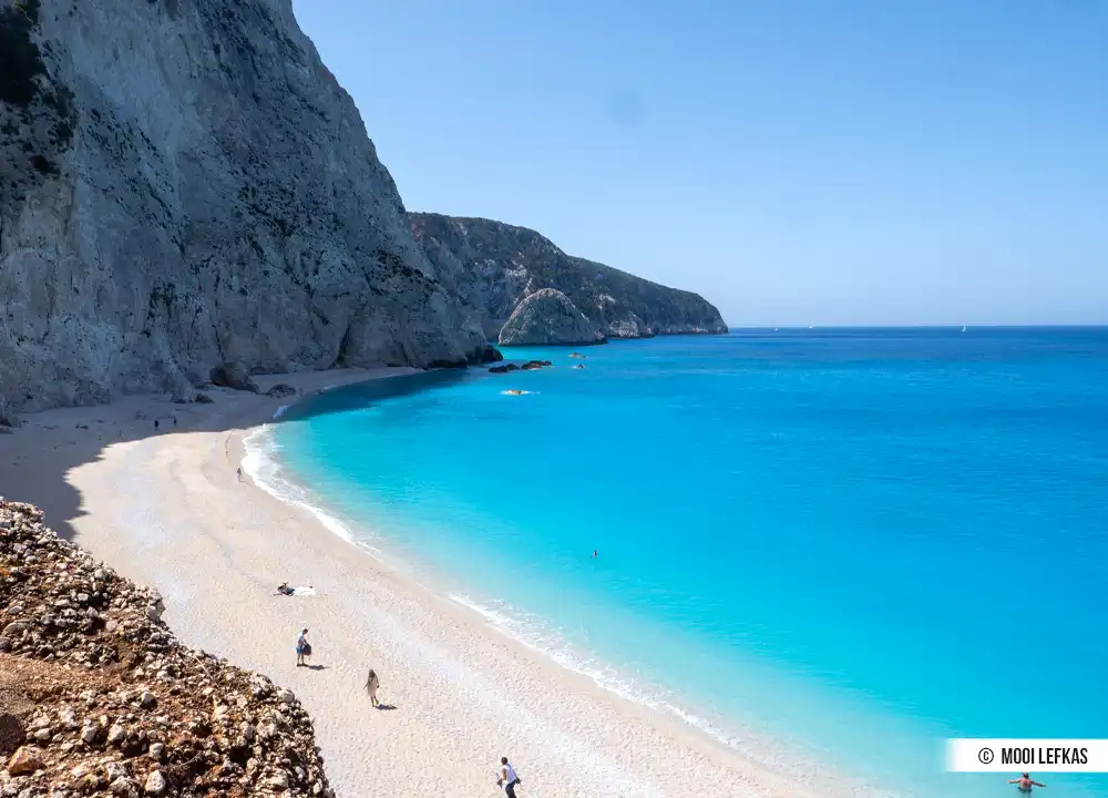 De blaue zee bij Porto Katsiki Beach